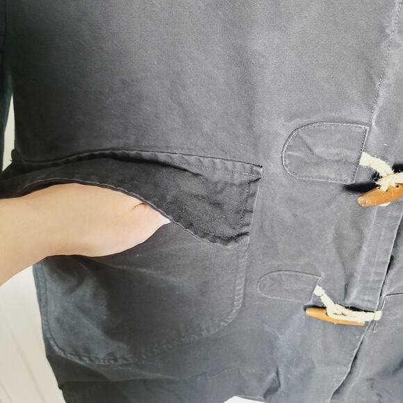 Calvin Klein Jacket Womens Medium Black Hooded Toggle Duffle Made USA Cotton - Picture 5 of 15